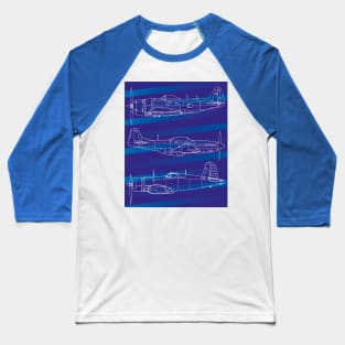 Blueprint Skies: Iconic Warbirds Baseball T-Shirt